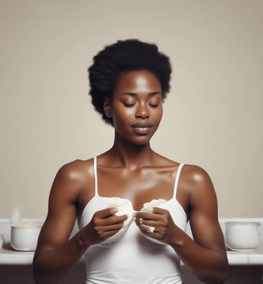 A person applying a soothing topical cream in a peaceful setting.