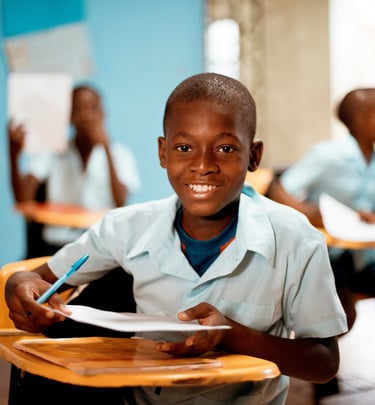 A child in class studying