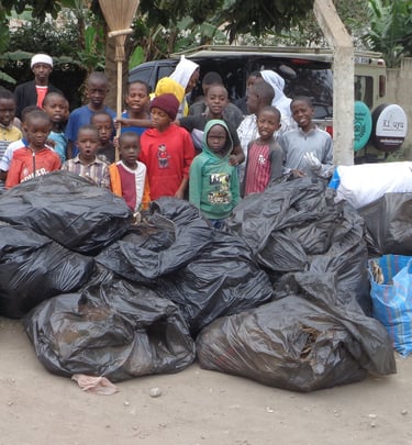 Kids after street cleanup