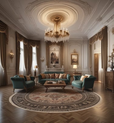 Elegant living room showcasing custom furniture and refined material textures under soft natural light