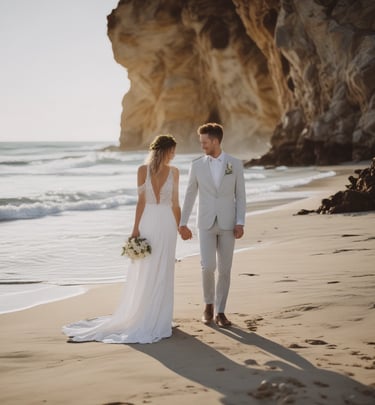 A display of elegant, intricately designed gowns on mannequins, featuring a central dress with a voluminous skirt. The scene includes fashion sketches, fabric swatches, and thread spools, all set against a dark backdrop that highlights the shimmering details of the dresses.