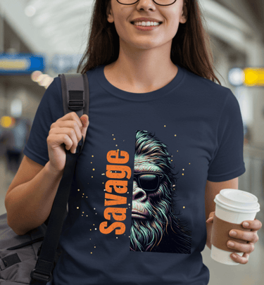 women wearing fun bigfoot travel shirt