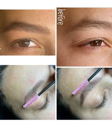 “לפני ואחרי טיפול מיקרובליידינג ב-SBS Beauty Studio – עיצוב גבות טבעי ומדויק.”