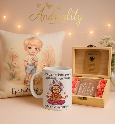 Unique printed mug and pillow designed and made by me in the UK.