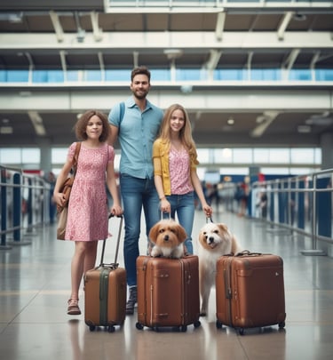 a family goes on holiday with luggage