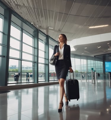 a businesswoman who is going to take a plane