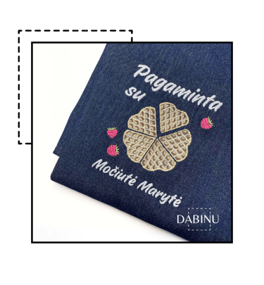 Siuvinėta prijuostė su pasirinktu tekstu | dabinu.lt