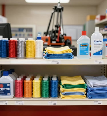 Technician inspecting lubricants and fluids containers with Prairie Rig labels