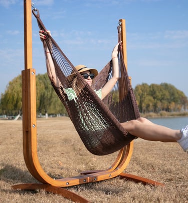 U shape wooden stand and hammock chair combo