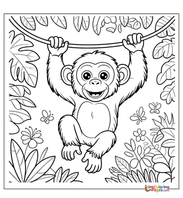Baby monkey coloring page cute primate printable