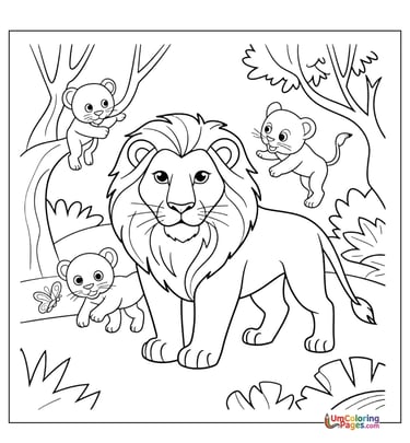 Lion cub coloring page baby wildlife printable