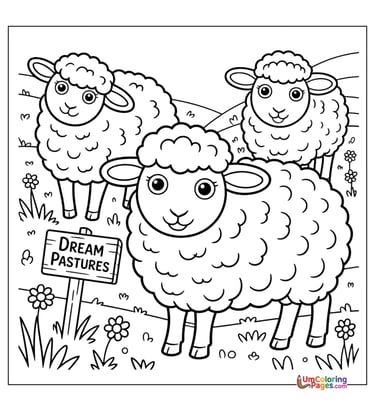 easy sheep coloring page for children