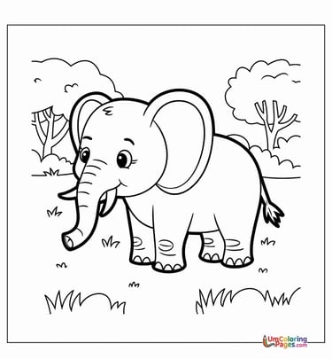 Elephant family coloring template wildlife herd printable