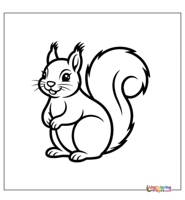 Squirrel with acorn outline drawing kids worksheet