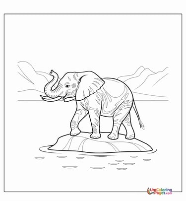 African elephant outline drawing kids coloring worksheet