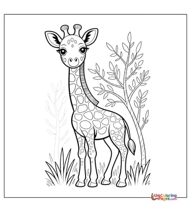 Spotted giraffe outline drawing kids coloring worksheet