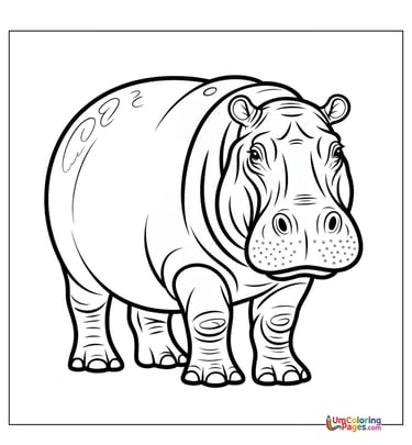 Swimming hippo outline drawing kids coloring worksheet