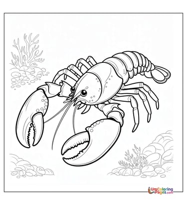 easy lobster coloring page for children