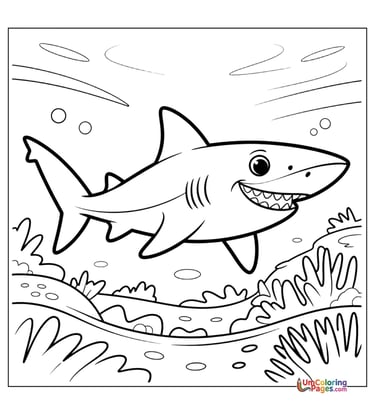 easy shark coloring page for children