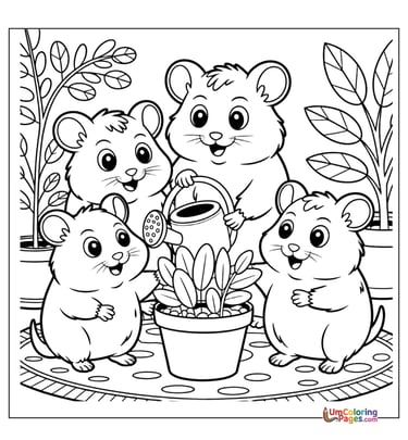 Hamster eating outline drawing preschool pet printable