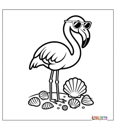 easy flamingo coloring page for children