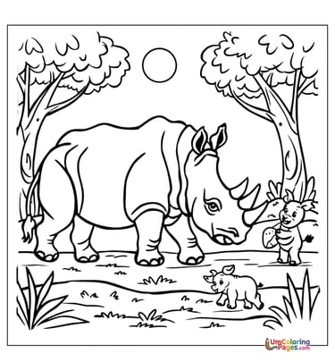 Free rhino coloring page armored wildlife for children
