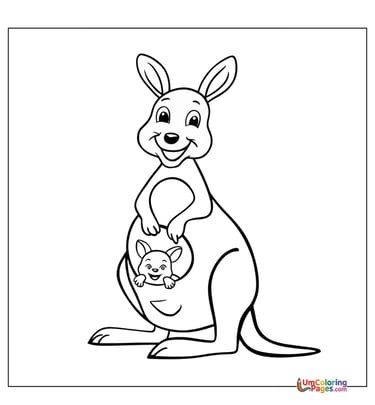 Jumping kangaroo outline drawing kids coloring worksheet