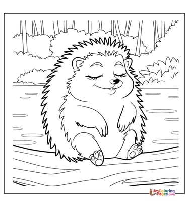 Hedgehog with spines outline drawing kids worksheet