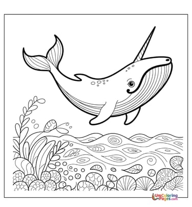 easy whale coloring page for children