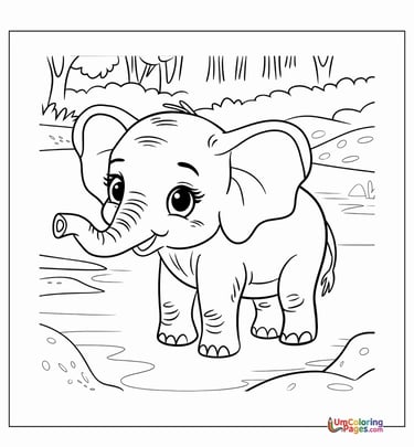 Asian elephant coloring page decorated animal for children