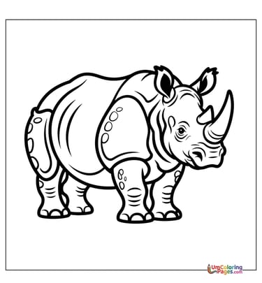 White rhinoceros coloring template safari animal
