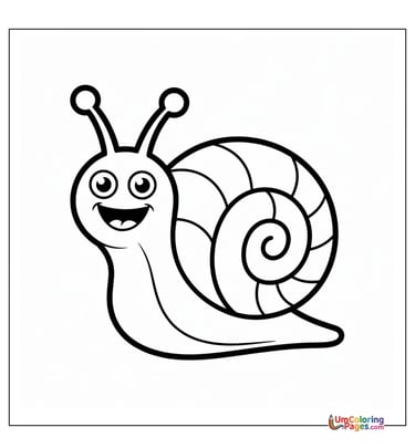 Cute snail with shell outline drawing kids worksheet