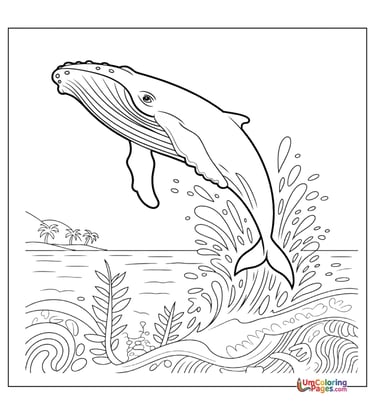 whale ocean animal coloring page