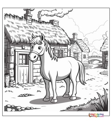 easy horse coloring page for children