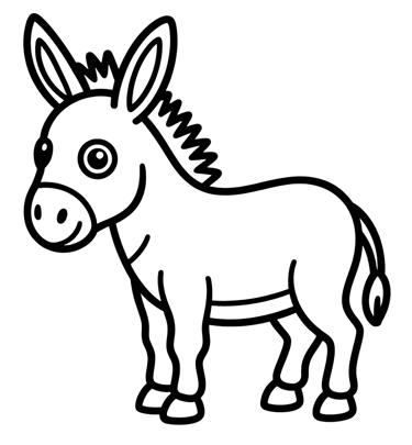 easy donkey coloring page for children