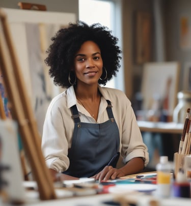 An elegant AI-generated portrait featuring soft lighting and a poised entrepreneur against a minimalist backdrop.