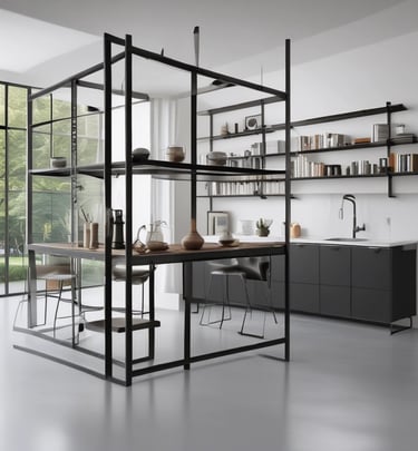 Custom metalwork pieces arranged neatly in Ferindustry's fabrication area