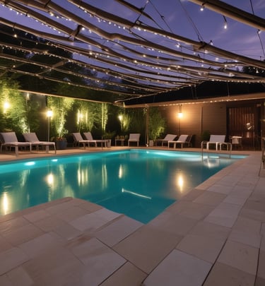 Children enjoying a colorful themed birthday party in the garden area of Monte Kurumi.
