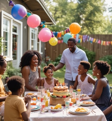 A festive holiday party with sparkling ornaments, a lively dance floor, and joyful celebration.