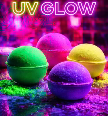 UV glow bath bombs XL neon colorful bath bombs glowing luxury bath soak