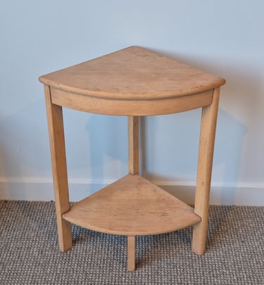 Vintage wood corner side table after laser paint removal process