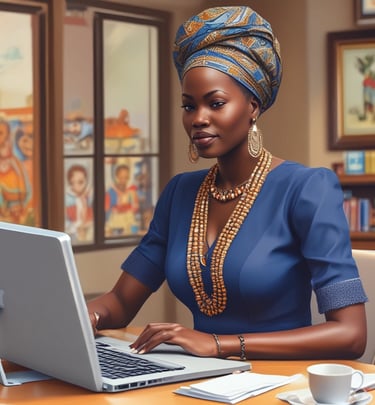 African small business owner using Sayele’s SaaS solution on a tablet