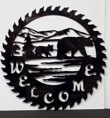Perfect for the outdoor enthusiast this welcome sign is 23 1/2 W x 23 1/2 H. Powder coated-