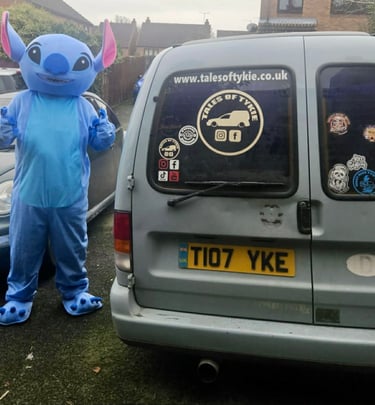 tykie time entertainment stitch mascot just fooling around 