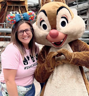Lauren Blundell pictured with Dale at Disney's Magic Kingdom® Park.