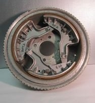 Alfa Romeo Giulia Spider relined brake shoes arc to fit drums after turning by BrakeMaterialsAndParts.com at 260-426-3331