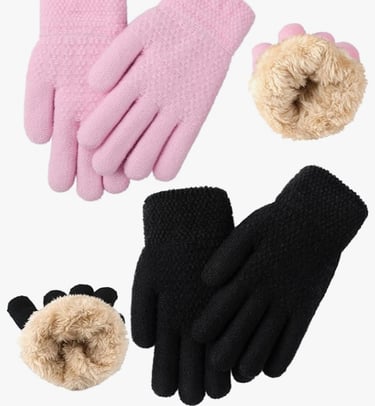 thermal wool fleece kids gloves