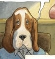 Bruno Basset, narrator, Dogland Rescue. Humorous story for children. A book with dog characters.