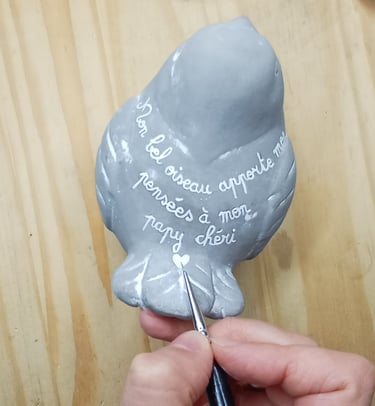 oiseau messager défunt, mort, message peint 