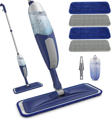 a mop with a mop and cleaning cloths